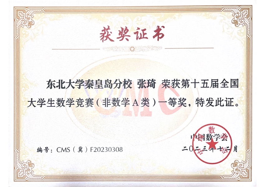 2023年全国大学生数学竞赛一等奖