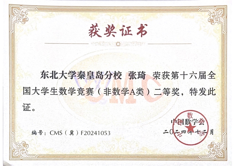 2024年全国大学生数学竞赛二等奖