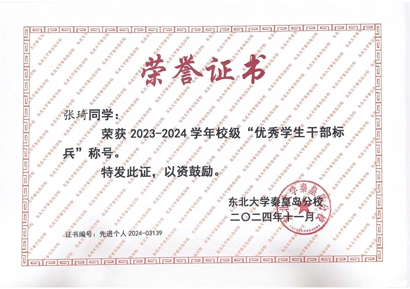 优秀学生干部标兵